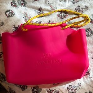 Sol de Janeiro Vibrant Pink Tote with Yellow Accents